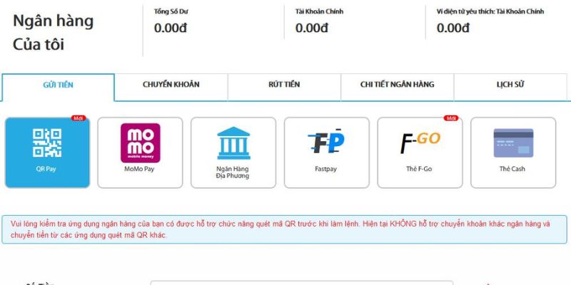 Sử dụng banking để nạp tiền Fun88  